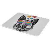 ドイツの羊飼い犬とハートバレンタインデー カッティングボード (角)