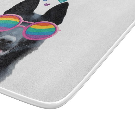 ドイツの羊飼い犬とハートバレンタインデー カッティングボード (角)