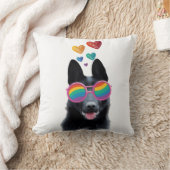 ドイツの羊飼い犬とハートバレンタインデー クッション (ブランケット)