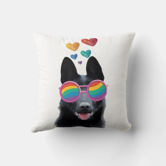 ドイツの羊飼い犬とハートバレンタインデー クッション (裏面)