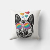 ドイツの羊飼い犬とハートバレンタインデー クッション (裏面)