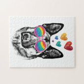 ドイツの羊飼い犬とハートバレンタインデー ジグソーパズル (横)