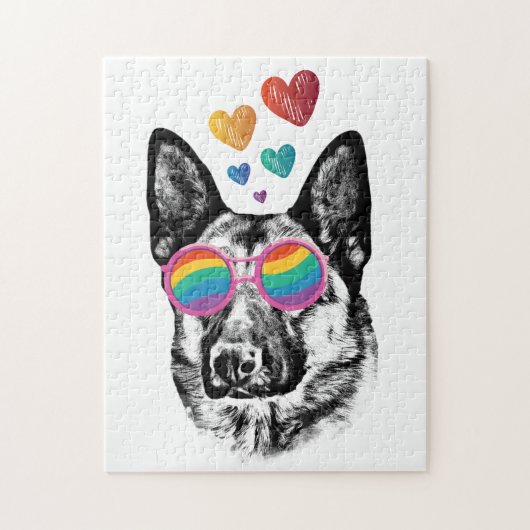 ドイツの羊飼い犬とハートバレンタインデー ジグソーパズル (縦)