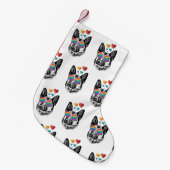 ドイツの羊飼い犬とハートバレンタインデー スモールクリスマスストッキング (正面 (吊り時))