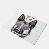 ドイツの羊飼い犬とハートバレンタインデー ドアマット (アングル)