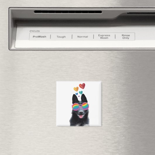 ドイツの羊飼い犬とハートバレンタインデー マグネット (インサイチュ (食洗機))