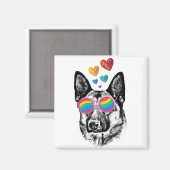 ドイツの羊飼い犬とハートバレンタインデー マグネット (正面/裏面)