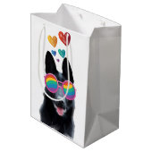 ドイツの羊飼い犬とハートバレンタインデー ミディアムペーパーバッグ (裏面アングル)