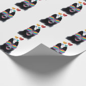 ドイツの羊飼い犬とハートバレンタインデー ラッピングペーパー (角)