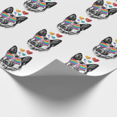 ドイツの羊飼い犬とハートバレンタインデー ラッピングペーパー (角)