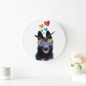 ドイツの羊飼い犬とハートバレンタインデー ラージ壁時計 (ホーム)