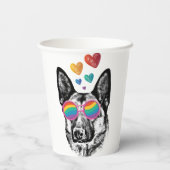 ドイツの羊飼い犬とハートバレンタインデー 紙コップ (裏面)