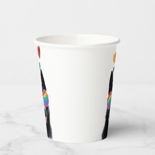 ドイツの羊飼い犬とハートバレンタインデー 紙コップ (左)