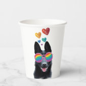 ドイツの羊飼い犬とハートバレンタインデー 紙コップ (正面)