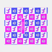 ドイツの羊飼い犬とポープリントホットピンクとブルー フリースブランケット (正面(横))