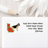 ドイツの羊飼い犬と赤いバラ ラベル (インサイチュ)