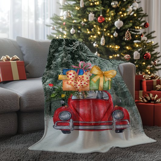 ドイツの羊飼い犬のクリスマスが家を運転 フリースブランケット