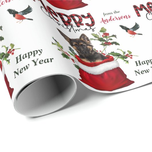 ドイツの羊飼い犬のクリスマス抱き枕 ラッピングペーパー (ロールコーナー)