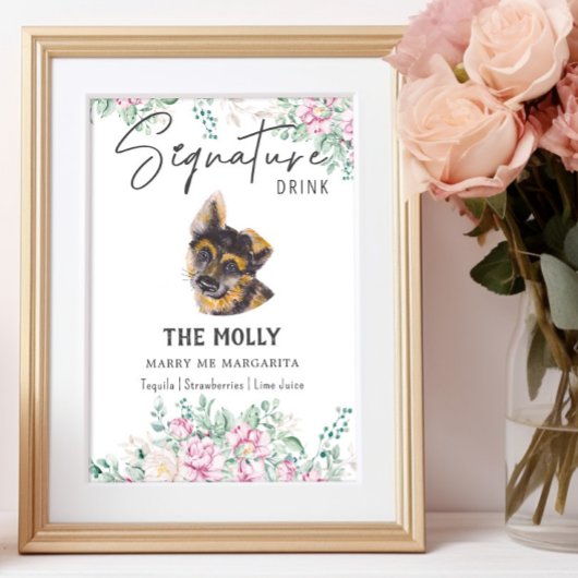 ドイツの羊飼い犬のシグネチャードリンクサイン ポスター