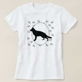 ドイツの羊飼い犬のハートと足跡 Tシャツ