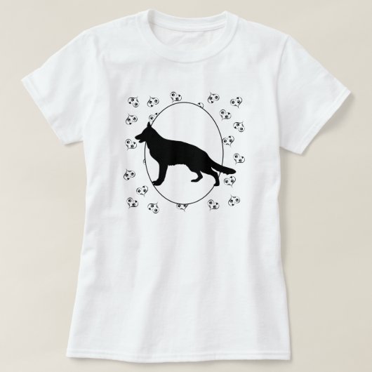 ドイツの羊飼い犬のハートと足跡 Tシャツ (デザイン正面)