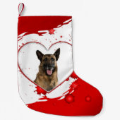 ドイツの羊飼い犬のハートクリスマスストッキング スモールクリスマスストッキング (正面)