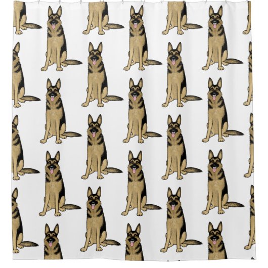 ドイツの羊飼い犬のパターン |おもしろいペットアート シャワーカーテン (正面)