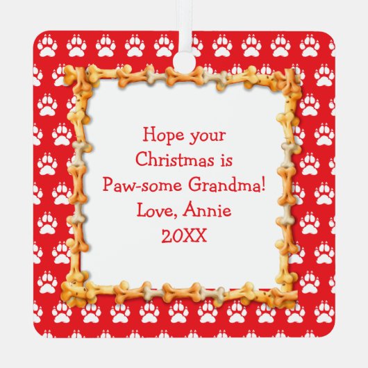 ドイツの羊飼い犬のパーソナライズされたクリスマス メタルオーナメント (裏面)