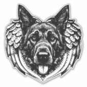 ドイツの羊飼い犬のヘッドアートイラストレーション シール (正面)