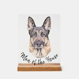 ドイツの羊飼い犬のポートレートスケッチ・アート アクリルサイン