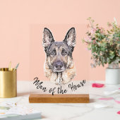 ドイツの羊飼い犬のポートレートスケッチ・アート アクリルサイン (ウェディング)