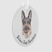 ドイツの羊飼い犬のポートレートスケッチ・アート オーナメント (正面)