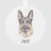 ドイツの羊飼い犬のポートレートスケッチ・アート オーナメント (裏面)