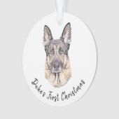 ドイツの羊飼い犬のポートレートスケッチ・アート オーナメント (正面)