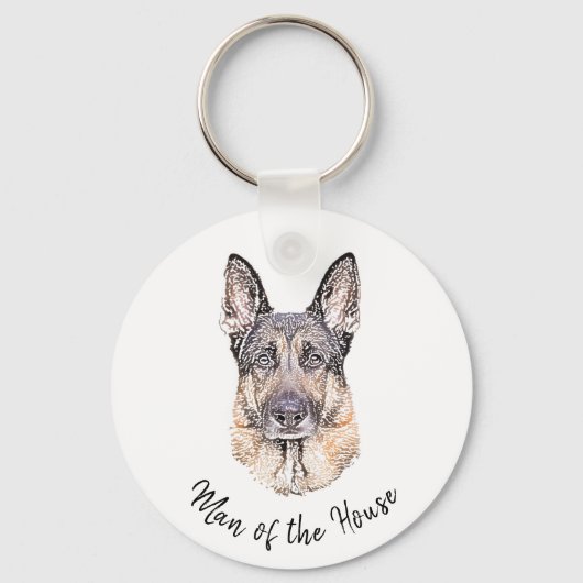 ドイツの羊飼い犬のポートレートスケッチ・アート キーホルダー (正面)