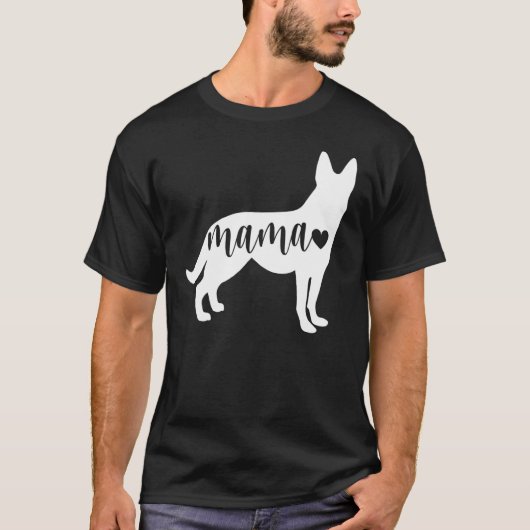 ドイツの羊飼い犬のママとハート Tシャツ (正面)