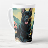 ドイツの羊飼い犬のヴィンテージ カフェラテマグ (左アングル)