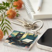 ドイツの羊飼い犬のヴィンテージ キーホルダー (正面右)