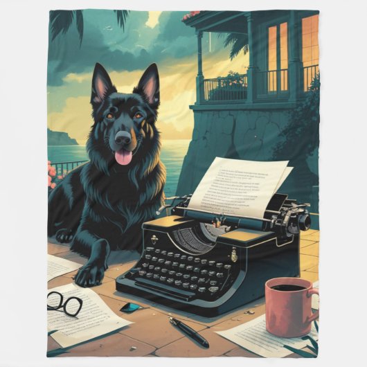 ドイツの羊飼い犬のヴィンテージ フリースブランケット (正面)