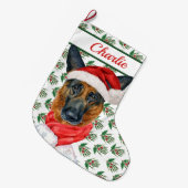 ドイツの羊飼い犬の名前ウォーターの色 ラージクリスマスストッキング (正面 (吊り時))