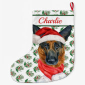 ドイツの羊飼い犬の名前ウォーターの色 ラージクリスマスストッキング (裏面)