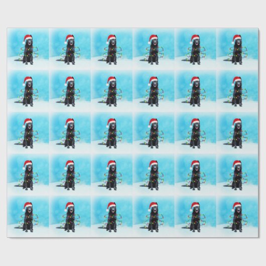 ドイツの羊飼い犬の座ってビーチサンタハット ラッピングペーパー (フラット)