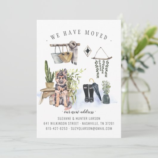 ドイツの羊飼い犬の引越し告知 案内状 (スタンド正面)