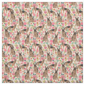 ドイツの羊飼い犬の桃花模様 ファブリック (見本)