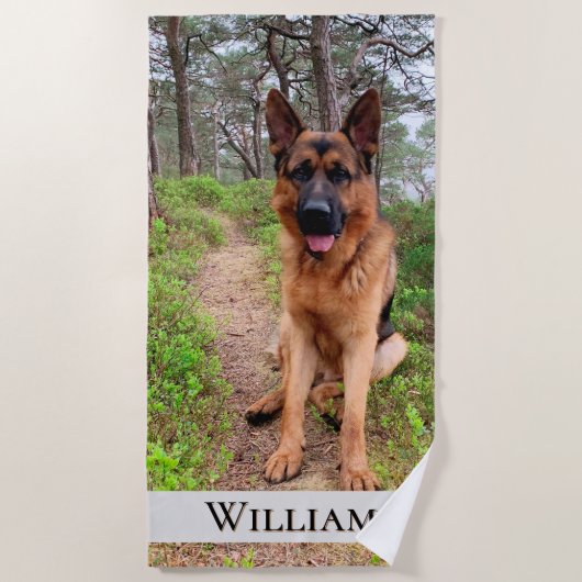 ドイツの羊飼い犬の森のパス名 ビーチタオル (正面)