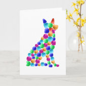 ドイツの羊飼い犬の水絵を描色のドットアート カード (黄色い花)