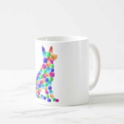 ドイツの羊飼い犬の水絵を描色のドットアート コーヒーマグカップ (正面右)