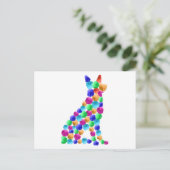 ドイツの羊飼い犬の水絵を描色のドットアート ポストカード (スタンド正面)