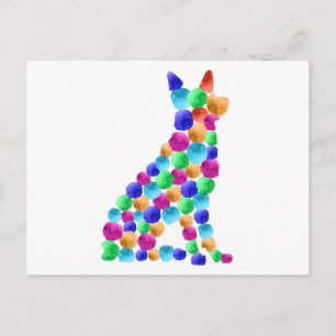 ドイツの羊飼い犬の水絵を描色のドットアート ポストカード