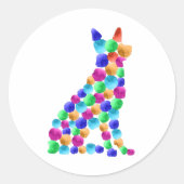 ドイツの羊飼い犬の水絵を描色のドットアート ラウンドシール (正面)